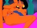 Aladdin se folla duro a la viciosa y tetona de Jasmin
